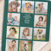 Aangepaste 11 foto Collage Trendy Emerald Green Sherpa Deken