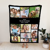 Aangepaste 11 foto collage zwart fleece deken