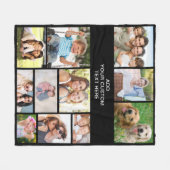 Aangepaste 11 foto collage zwart fleece deken (Voorkant (Horizontaal))