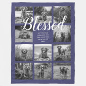 Aangepaste 11 foto-inkolling BLESSED Navy Blue Fleece Deken (Voorkant)