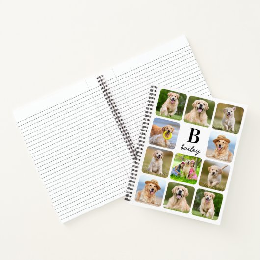 Aangepaste 11 Photo Collage Monogram Pet Dog Notitieboek (Binnen)