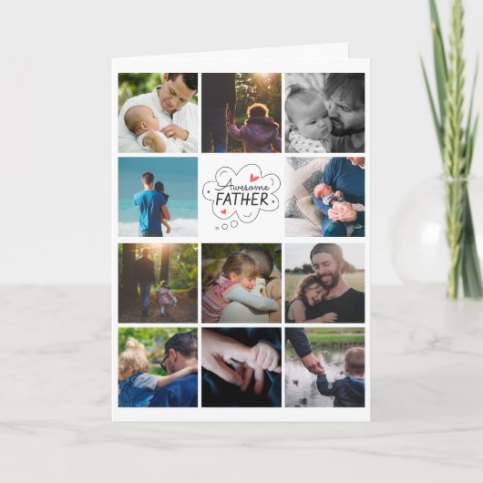 Aangepaste 11 Photo Collage-Vaderdag Kaart (Voorkant)