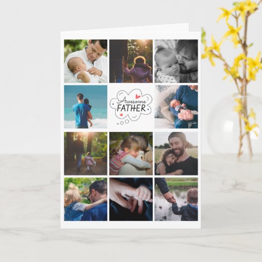 Aangepaste 11 Photo Collage-Vaderdag Kaart (Gele Bloem)