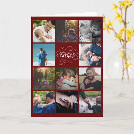 Aangepaste 11 Photo Collage-Vaderdag Kaart (Gele Bloem)