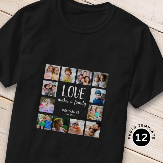 Aangepaste 12 Afbeelding Collage Familie Liefde Qu T-shirt