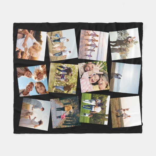 Aangepaste 12 fotocollage fleece deken (Voorkant (Horizontaal))
