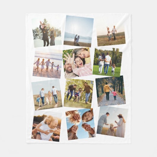 Aangepaste 12 fotocollage fleece deken (Voorkant)