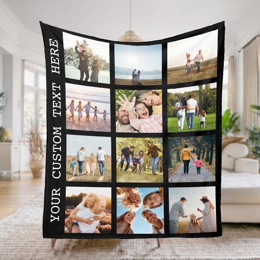 Aangepaste 12 fotocollage fleece deken