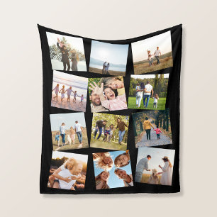 Aangepaste 12 fotocollage fleece deken