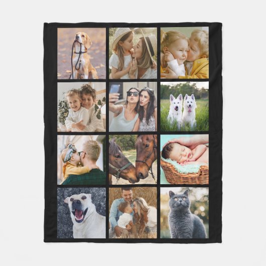 Aangepaste 12 fotocollage fleece deken (Voorkant)
