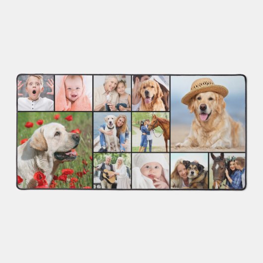 Aangepaste 12 Fotocollage Modern Eenvoudig Bureaumat (Voorkant)