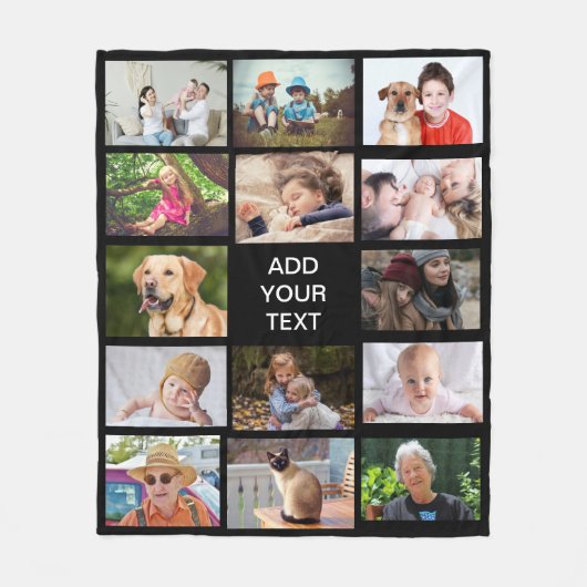 Aangepaste 14 foto-collage fleece deken (Voorkant)