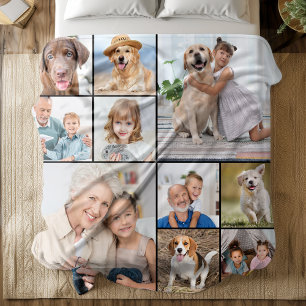 Aangepaste 14 Fotocollage Gepersonaliseerde Famili Fleece Deken