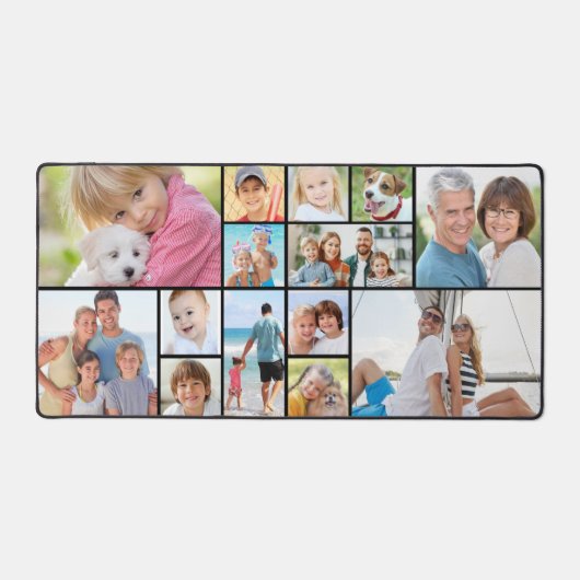 Aangepaste 14 Fotocollage Modern Eenvoudig Bureaumat (Voorkant)
