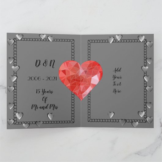 Aangepaste 15-jarige Jubileum kaart voor vrouwen (Binnen)