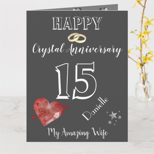 Aangepaste 15-jarige Jubileum kaart voor vrouwen (Gele Bloem)