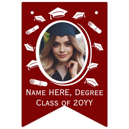 Aangepaste 16-foto Graduation Cap Toss Diploma Mar Vlaggetjes (Tweede vlag)