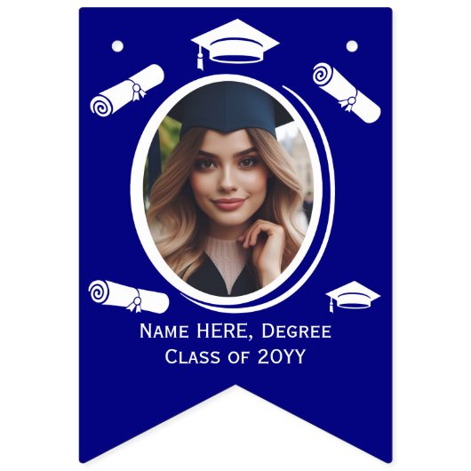 Aangepaste 16 Foto's Afstudeerdop, Diploma op Blau Vlaggetjes (Tweede vlag)