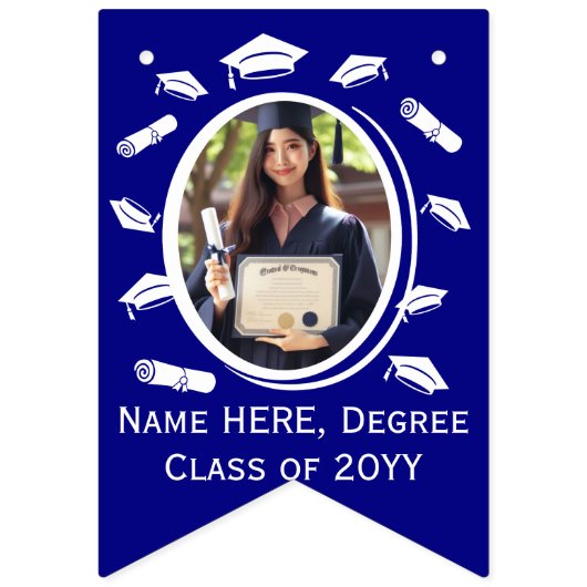 Aangepaste 16 foto's Afstuderen Cap Toss, Diploma  Vlaggetjes (Derde vlag)