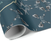 Aangepaste 16e bruiloft Jubileum Zilverachtig Bloe Cadeaupapier (Rol Hoek)