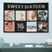 Aangepaste 16e Verjaardag Party Photo Collage Bann Spandoek (Beurs)