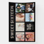 Aangepaste 16e Verjaardag Party Photo Collage Bann Spandoek (Verticaal)