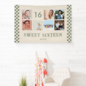 Aangepaste 16e Verjaardag Party Photo Collage Bann Spandoek (Insitu)