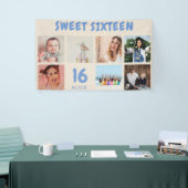 Aangepaste 16e verjaardagsfeestje foto collage ban spandoek (Beurs)