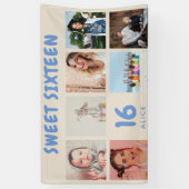Aangepaste 16e verjaardagsfeestje foto collage ban spandoek (Verticaal)