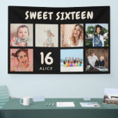 Aangepaste 16e verjaardagspartij foto-collage bann spandoek (Beurs)