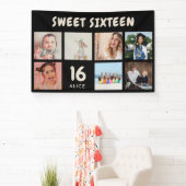 Aangepaste 16e verjaardagspartij foto-collage bann spandoek (Insitu)