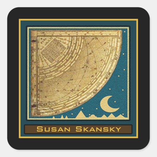 Aangepaste 1775 Astrolabe Quadrant Boekplaat Vierkante Sticker (Voorkant)