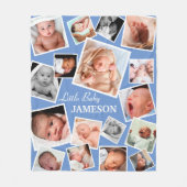 Aangepaste 17-Baby fotocollage | Blauw Fleece Deken (Voorkant)