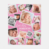 Aangepaste 17-Baby fotocollage | Roze Fleece Deken (Voorkant)