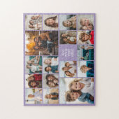Aangepaste 17 foto collage - wit en paars legpuzzel (Verticaal)