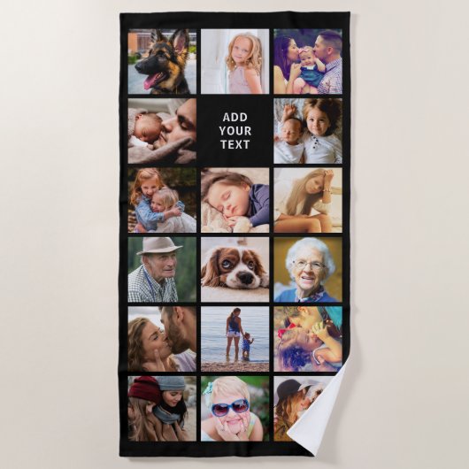 Aangepaste 17 fotocollage strandlaken (Voorkant)