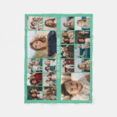 Aangepaste 18 foto collage - groen - witte tekst fleece deken (Voorkant)