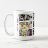 Aangepaste 18 foto collage monogram gepersonalisee koffiemok (Links)