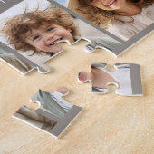 Aangepaste 18 foto collage - Taupe - witte tekst Legpuzzel (Zijkant)