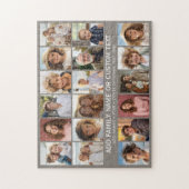 Aangepaste 18 foto collage - Taupe - witte tekst Legpuzzel (Verticaal)