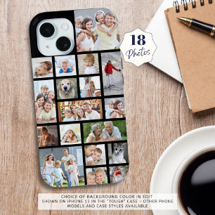 Aangepaste 18 foto collage Uw kleur iPhone 15 Case