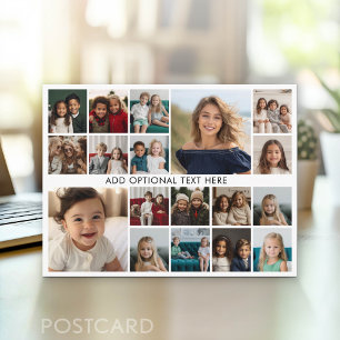Aangepaste 18 foto collage - Zwart - witte tekst Briefkaart