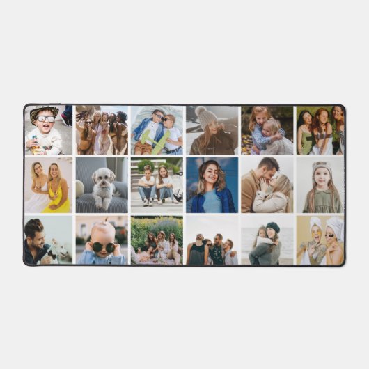 Aangepaste 18 Fotoraster Collage Modern Bureaumat (Voorkant)