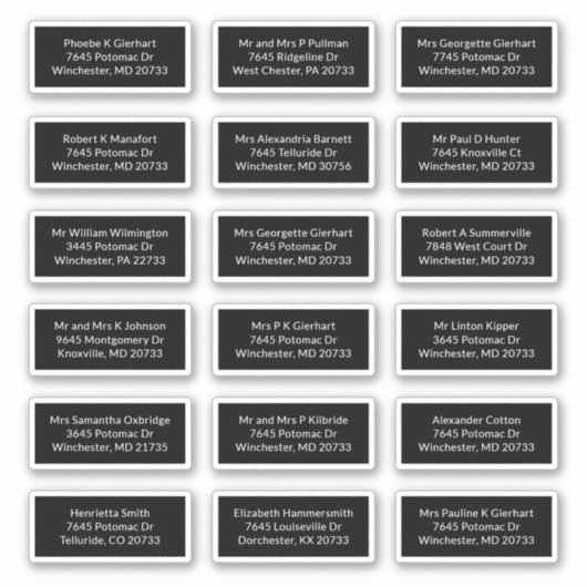 Aangepaste 18 Naam ontvanger Verzending Adresetike Sticker (Voorkant)