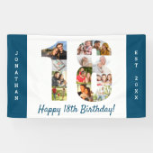 Aangepaste 18e verjaardag Foto-collage op feestdag Spandoek (Horizontaal)