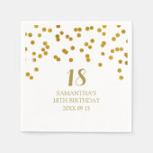 Aangepaste 18e Verjaardag Napkin Gold Confetti Servetten (Voorkant)