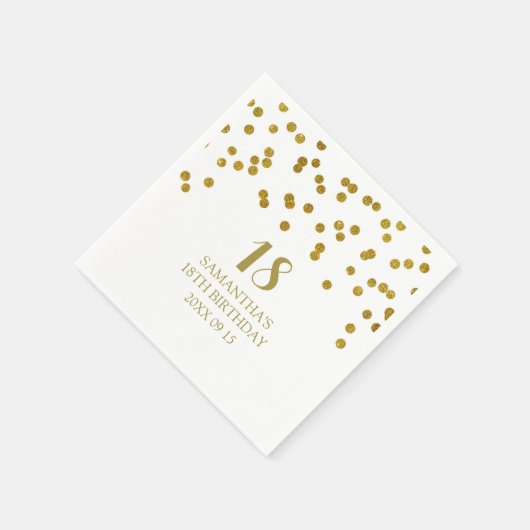 Aangepaste 18e Verjaardag Napkin Gold Confetti Servetten (Hoek)