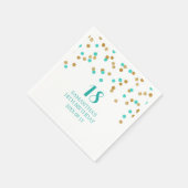 Aangepaste 18e Verjaardag Napkin Gold Tuquoise Con Servet (Hoek)