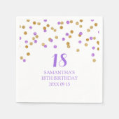 Aangepaste 18e Verjaardag Servet Goud Paarse Confe (Voorkant)