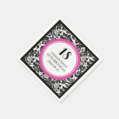 Aangepaste 18e Verjaardag Servet Roze Zwart Damask (Hoek)